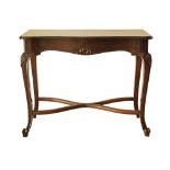 A Chippendale style carved walnut console table, mid century, W94cm, D42cm, H77cm.