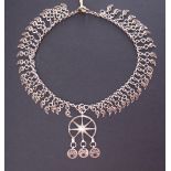 A Russian / Armenian ethnic / folk silver necklace with filigree details, L36cm.