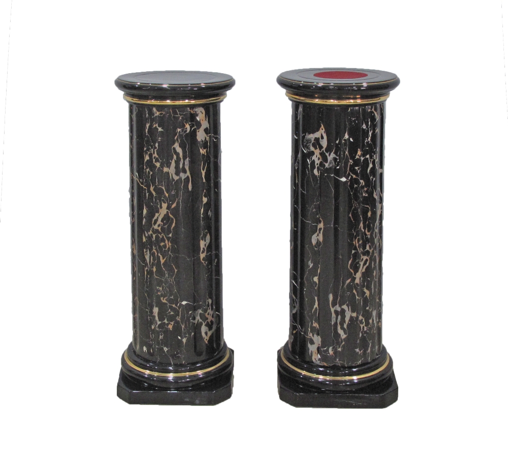 A pair of faux marble ceramic column pedestals marked Zanotto, H78cm. (2)