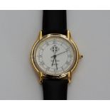 A gold plated and stainless steel Quartz movement wrist watch, the round white dial with Roman