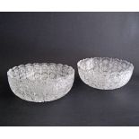 Two Bohemian hand cut lead crystal bowls Diam. 20cm and 21cm, H8cm. (2)