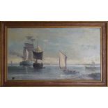 English School (late 19th/early 20th Century), Seascape, Ships and fishing boats at sea, oil on