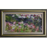 Papazian - Armenian painter, flowers, oil on canvas, signed and dated 1990. The picture 25X50cm,