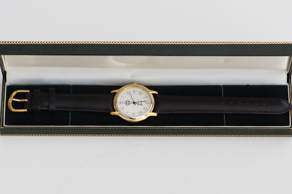 A gold plated and stainless steel Quartz movement wrist watch, the round white dial with Roman - Image 2 of 4