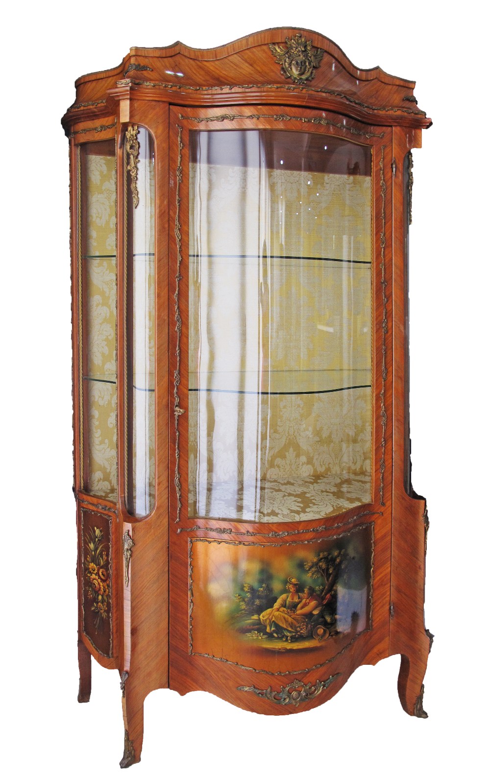 A French Transition style vitrine / display cabinet with curved glass door and sides, painted in the - Image 2 of 2