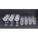 A collection of Bohemian hand cut lead crystal glasses comprising of twelve tumblers H11.5cm, FOUR