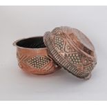 Two Armenian / Middle Eastern / Turkish copper cauldrons hand crafted with repousse decoration.