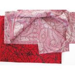 Two vintage upholstery fabrics, a red and black velvet 130X90cm and an Art Deco pink Josef