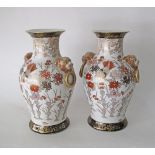 A pair of Chinese Satsuma style porcelain vases, late 20th/ early 21st century. H36.5cm. (2)