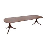 Cypriot, Pambos Savvides large Dining Table, Regency style, mahogany veneered with feather banding