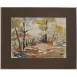 Charilaos Dikaios (Cyprus 1911-2009) Watercolour of a forest, signed and dated 86. The picture