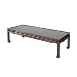 Cypriot, Pambos Savvides Chinese style ebonised mahogany veneered top rectangular low center