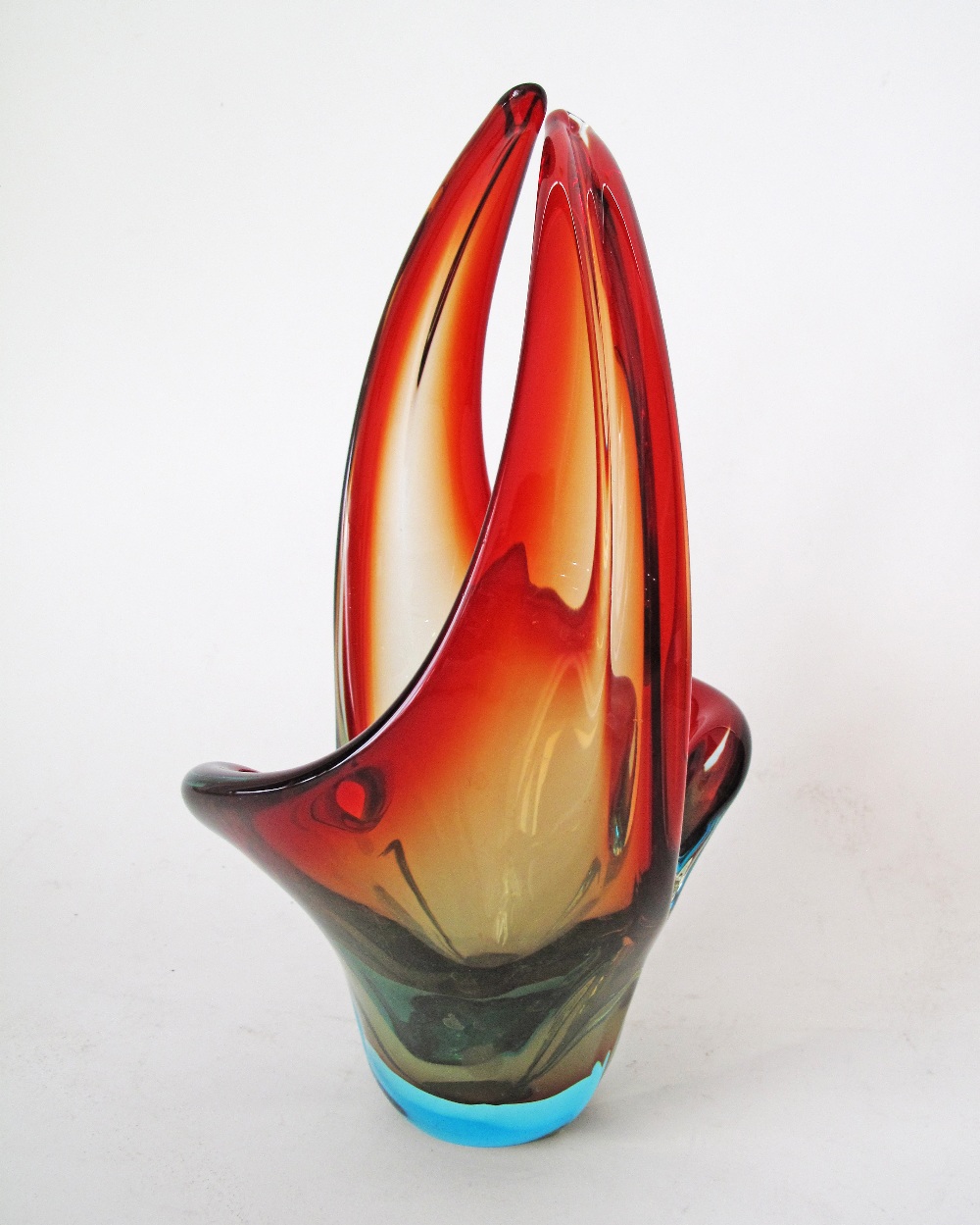 A vintage Murano two colour crystal bowl with extended handles. H33cm, W21cm. - Image 2 of 2