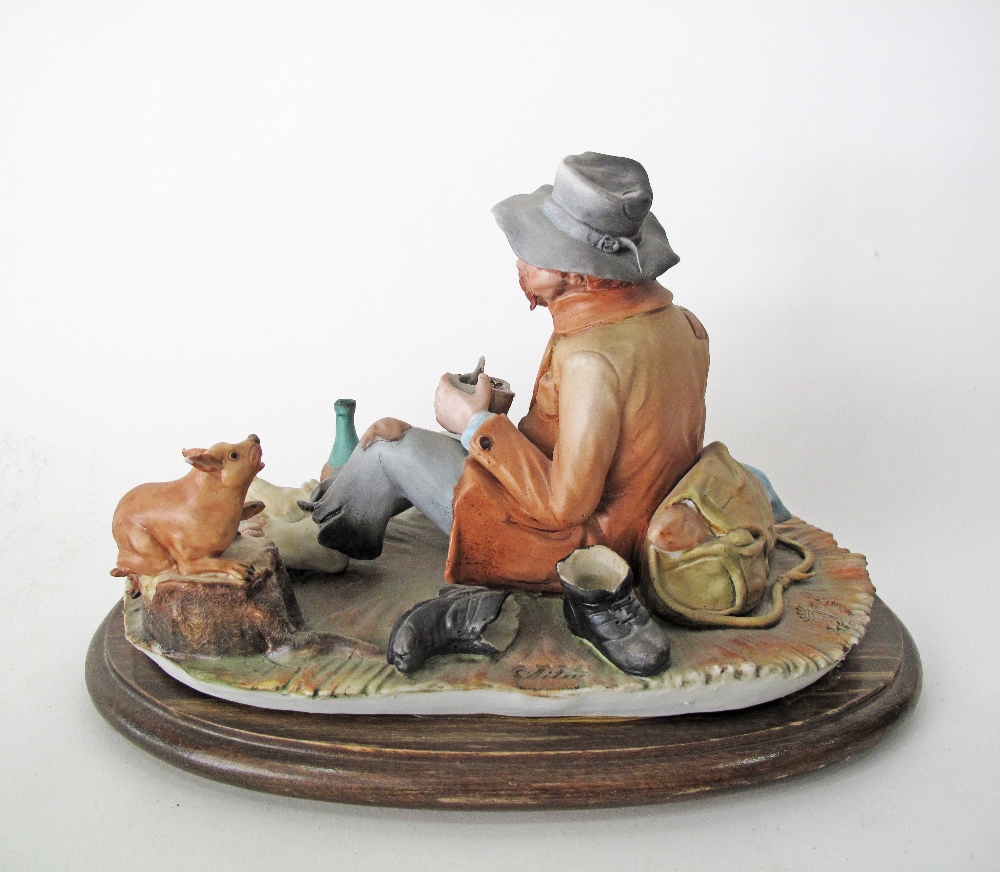 A Capodimonte porcelain figure of an old man and his squirrel, late 20th/ early 21st century. H18cm, - Image 2 of 4