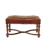 Cypriot, Andreas Savvides. A carved walnut oblong stool in the Carolean or Restoration style, the