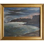 Armenian painter, Seascape at dusk, oil on board. The picture 31X39cm, framed 39X46cm.