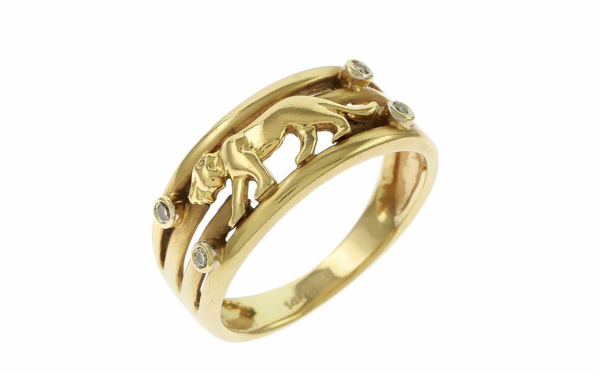 ﻿Ring 585/- Gelbgold 3,79 g mit 4 Diamanten 0,04 ct. G/si Ringgröße 55