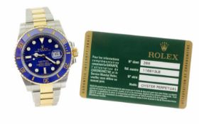 ﻿Rolex Submariner Ref. 116613LB Automatik 750/- Gelbgold/Edelstahl mit Papiere ( Finnland) und 2