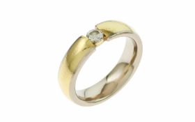 ﻿Ring 750/- Gelbgold und Weißgold 10,96 g mit 1 Diamant ca. 0,20 ct. F/vs Ringgröße 56