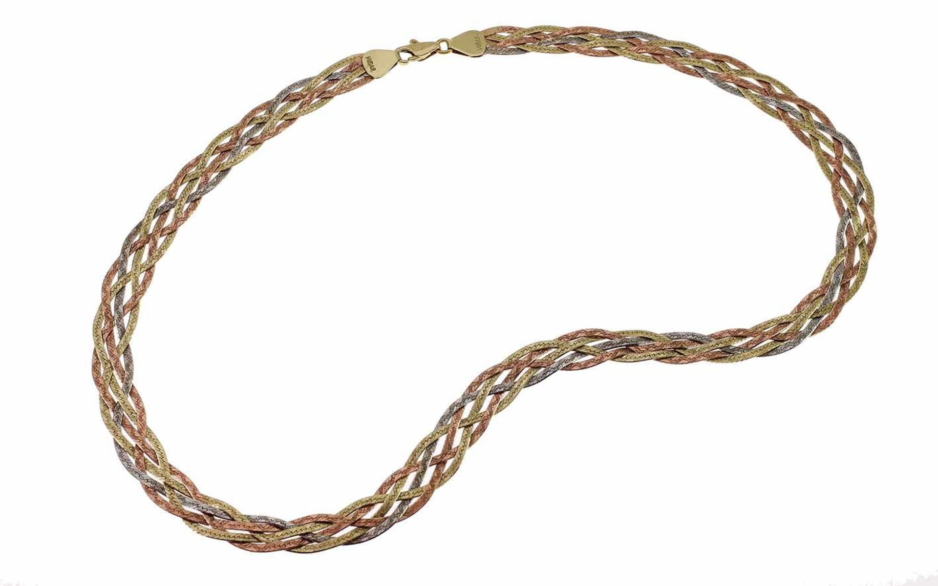 ﻿Collier 585/- Gelbgold Weißgold und Rotgold 18,31 g Länge 44,00 cm