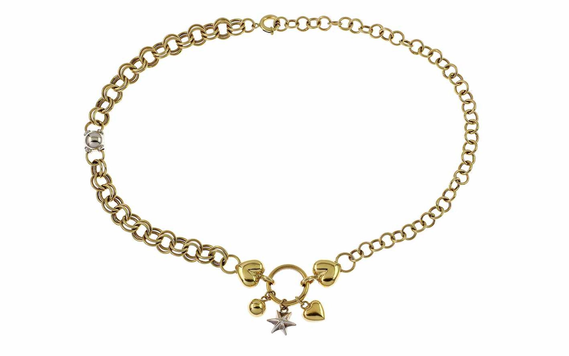 ﻿Collier 585/- Gelbgold und Weißgold 21,80 g Länge 48,00 cm