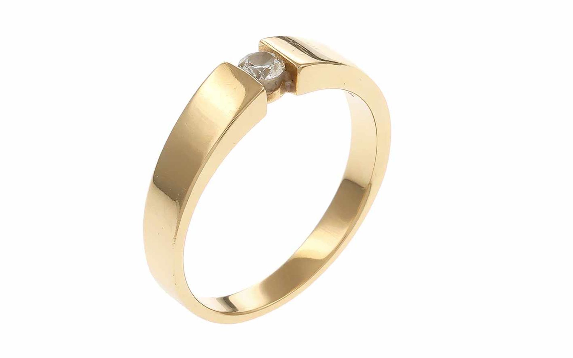 ﻿Ring 585/- Gelbgold 3,22 g mit 1 Diamant ca. 0,10 ct. G/vvs Ringgröße 52