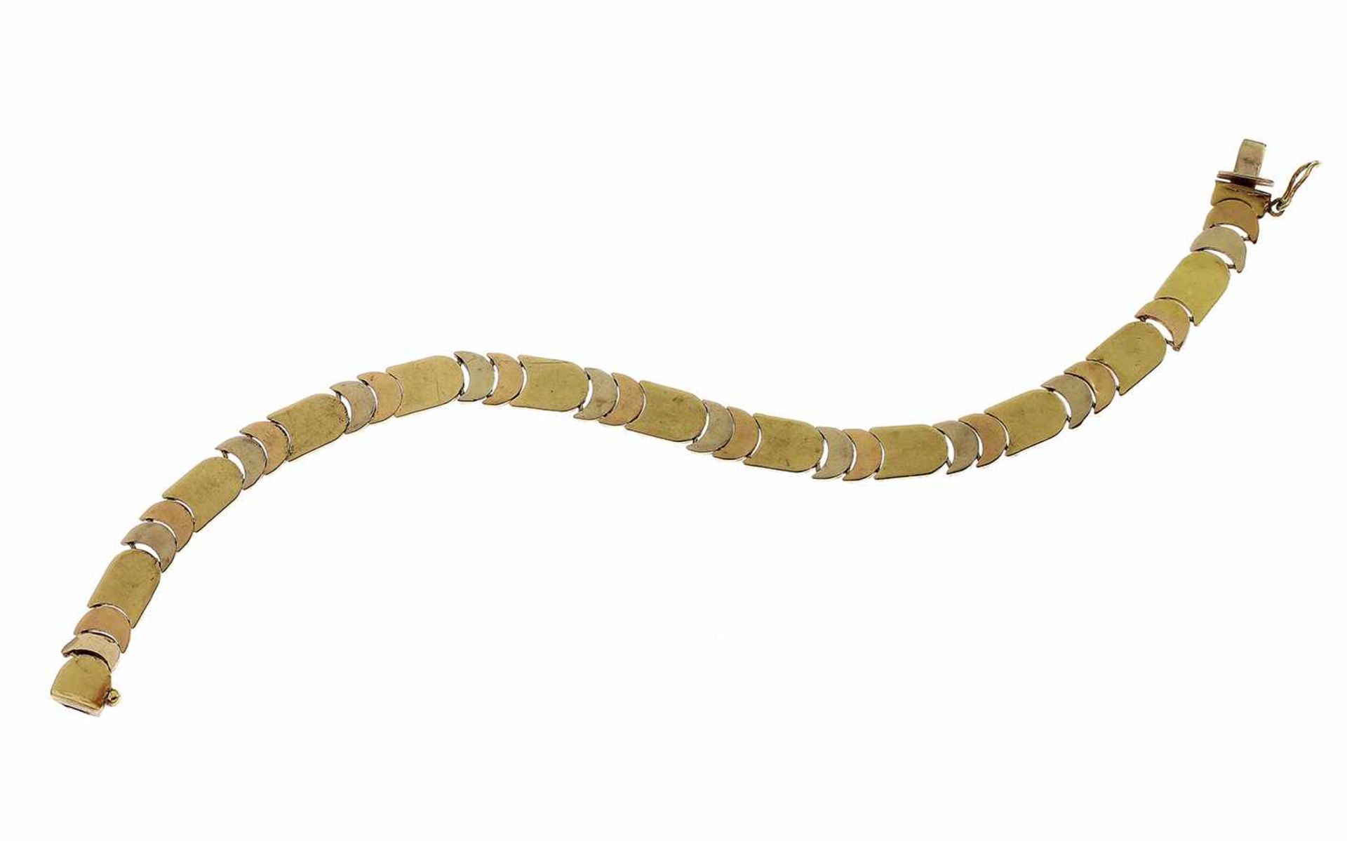 ﻿Armband 750/- Gelbgold Weißgold und Rotgold 19,80 g Länge 22,00 cm