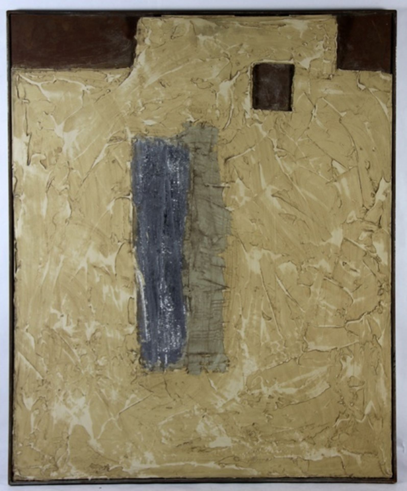 Lovison, Tonygeb. 1949, Paesaggio Urbano, Materialbild auf Metallplatte, haptischer Farbauftrag