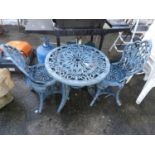 Plastic Garden Table and 2x Matching Chairs