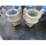 Pair of Large Concrete Garden Pedestal Urns