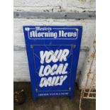 Metal Newspaper Advertising Board - Western Morning News