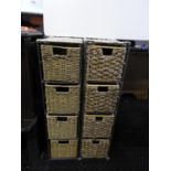 2x Wicker Storage Units with Drawers