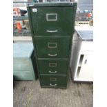 Four Drawer Green Metal Filing Cabinet