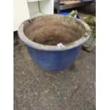 Blue Circular Glazed Garden Planter