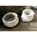 Pair of Large Concrete Garden Sack Planters