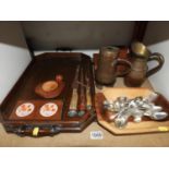 Treen Tray, Placemats and Spoons etc