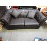 Chesterfield Style Leather Effect Settee