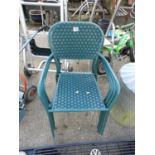 Set of 4x Green Metal Stacking Garden Chairs