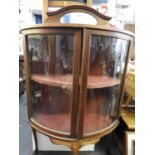 Edwardian Mahogany Bow Front Glazed Display Cabinet - 129cm High