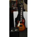 Epiphone Les Paul Guitar - Left Handed 1980's with Nevada Practice Amp, Original Epiphone Pickups,