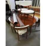 Circular G Plan Dining Table with 6x Matching Chairs