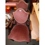 Pair of Upholstered Shield Back Carver Chairs