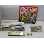 Commemorative Coins, Harmonica etc