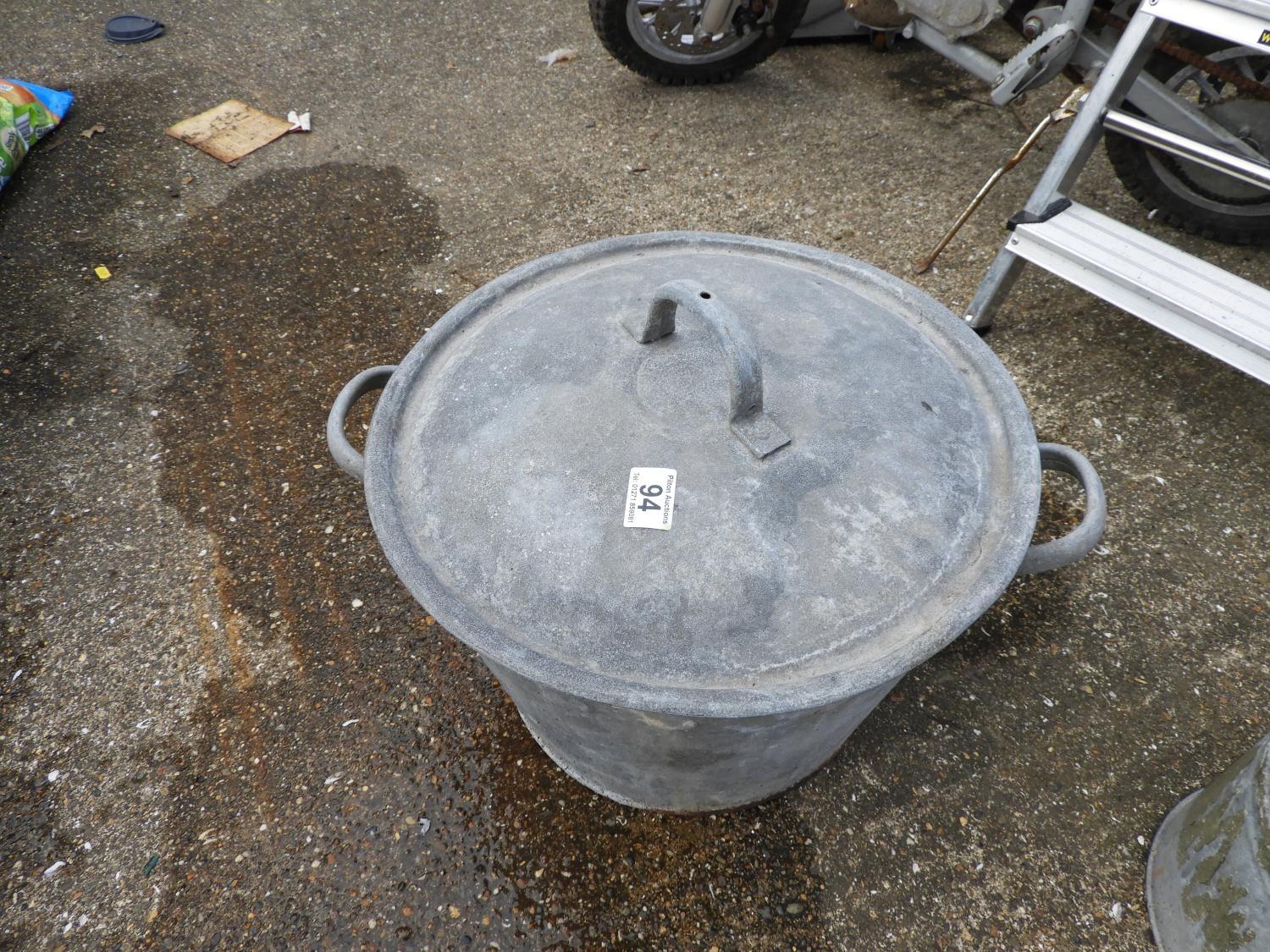 Lidded Galvanised Pot