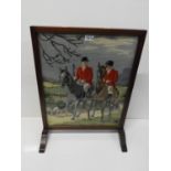 Fire Screen with Hunting Scene Tapestry