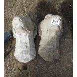 Pair of Concrete Dog Ornaments