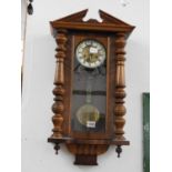 Ornately Cased Drop Dial Wall Clock with Key - Working Order