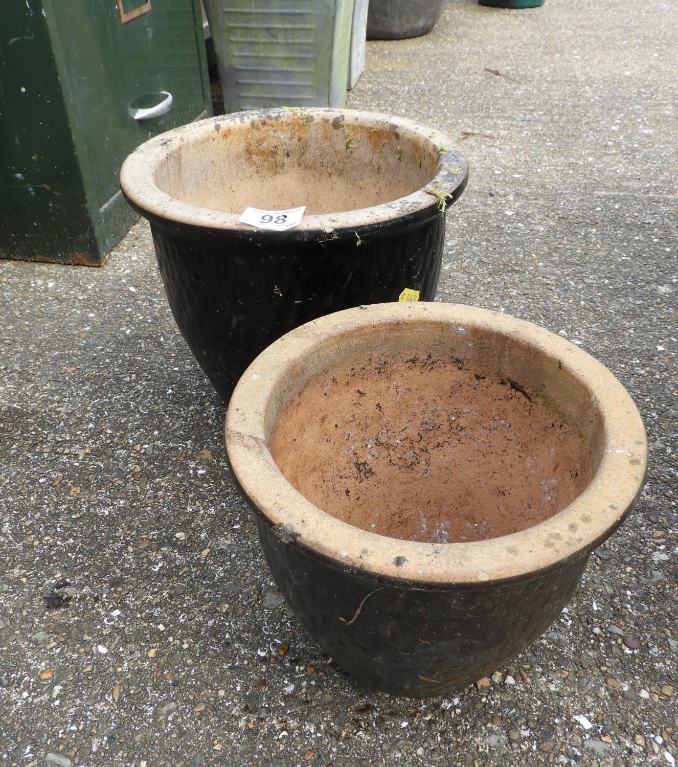 2x Glazed Garden Planters