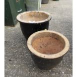 2x Glazed Garden Planters