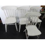 4x Painted Stick Back Chairs